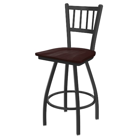 Holland Bar Stool Co 25" Swivel Counter Stool, Pewter Finish, Dark Cherry Maple Seat X810